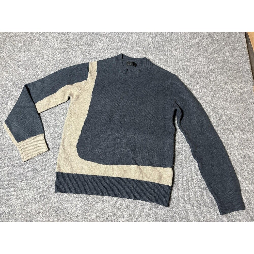OAK + FORT Sweater Mens XS Blue Geometric Colorblock Crew Neck Pullover Knit